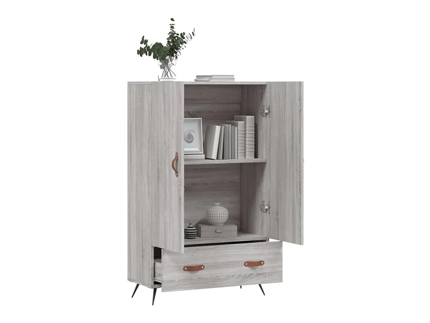 Aparador alto madera de ingeniería gris Sonoma 69,5x31x115 cm ES32472