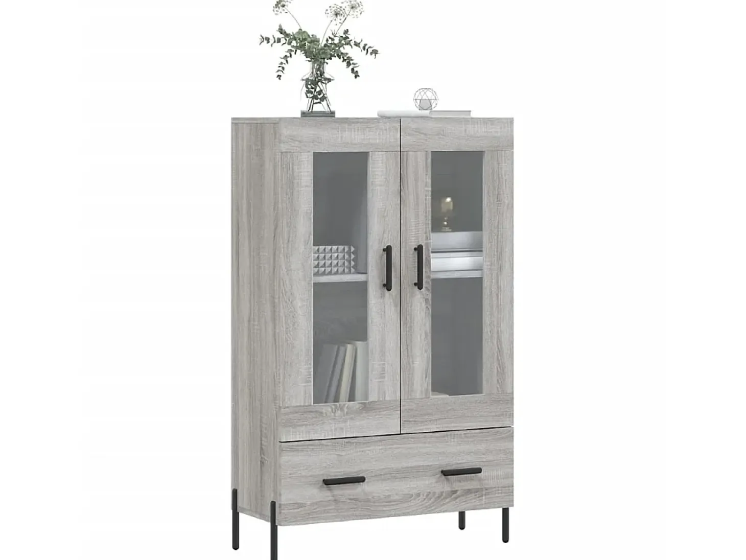 Aparador alto madera de ingeniería gris Sonoma 69,5x31x115 cm ES14974