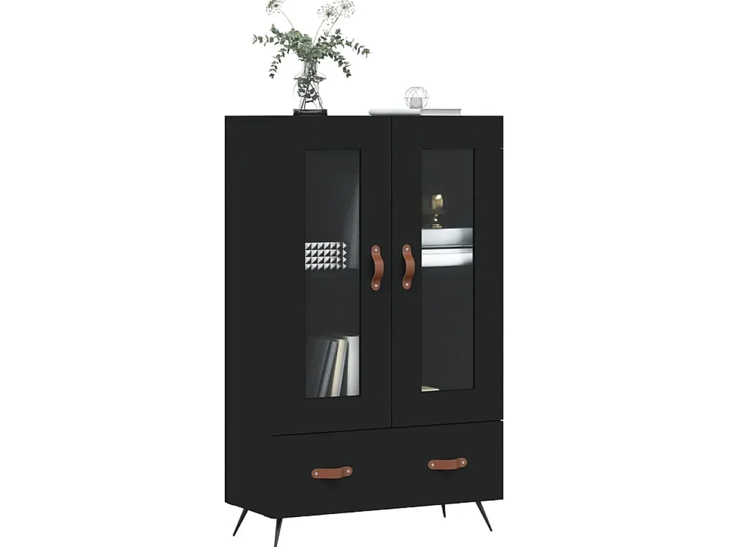 Aparador alto madera de ingeniería negro 69,5x31x115 cm ES96891