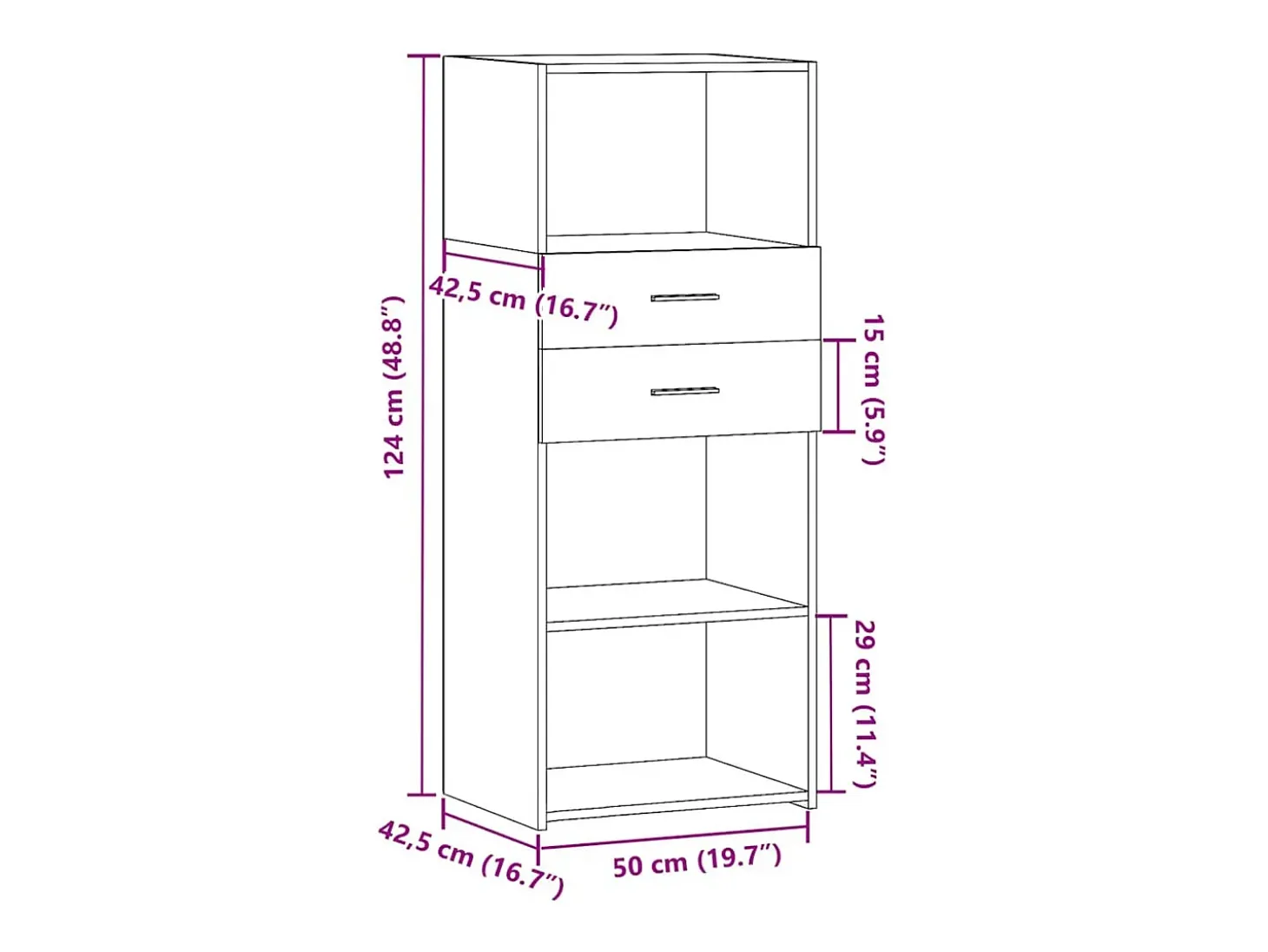 Aparador alto madera de ingeniería roble ahumado 50x42,5x124 cm