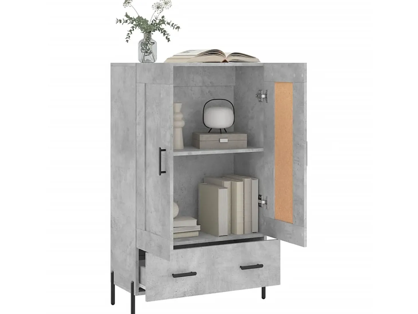 Aparador alto madera de ingeniería gris hormigón 69,5x31x115 cm ES84829