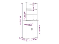 Aparador alto madera de ingeniería roble Sonoma 70x42,5x185 cm