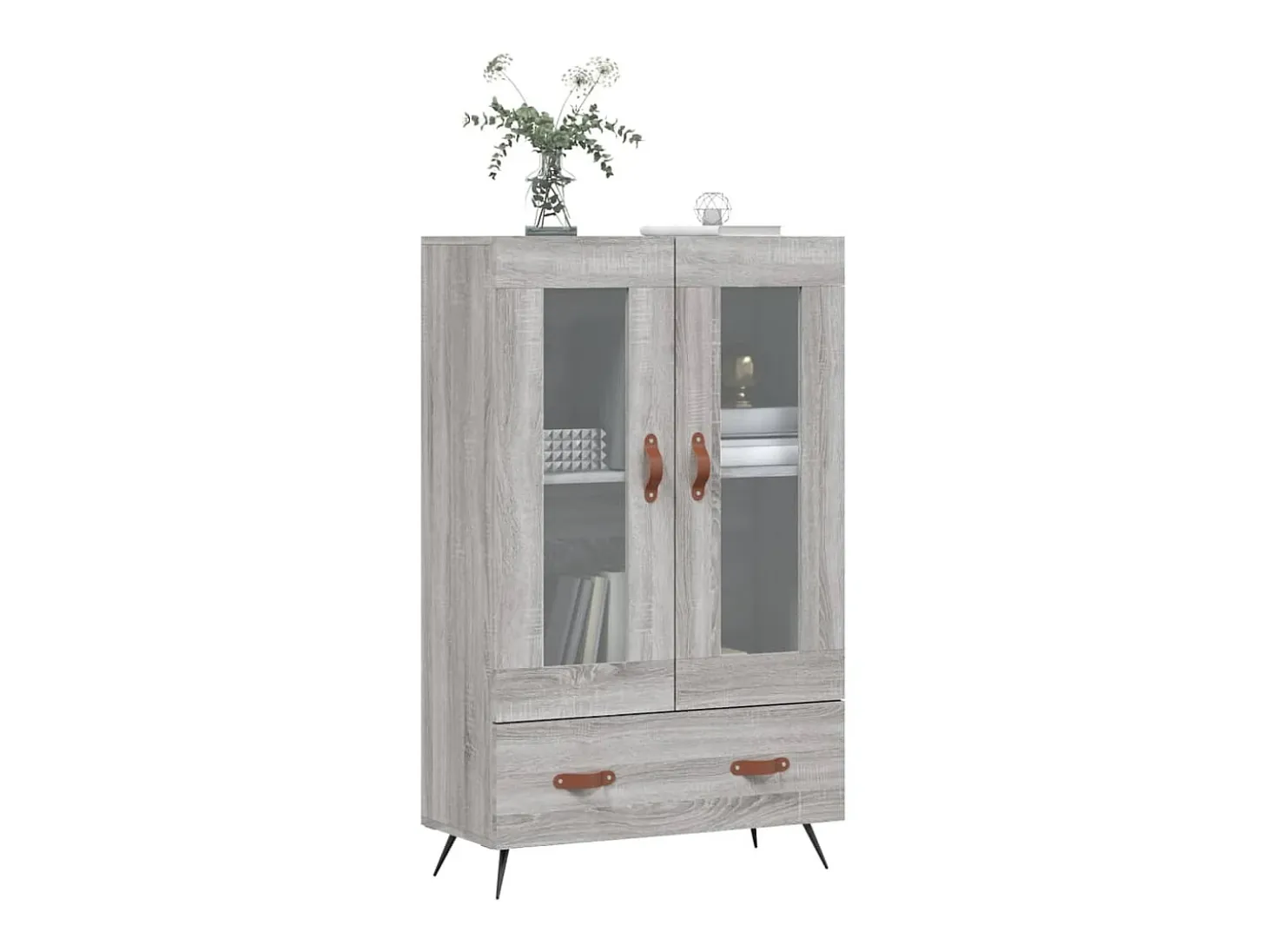 Aparador alto madera de ingeniería gris Sonoma 69,5x31x115 cm ES71465