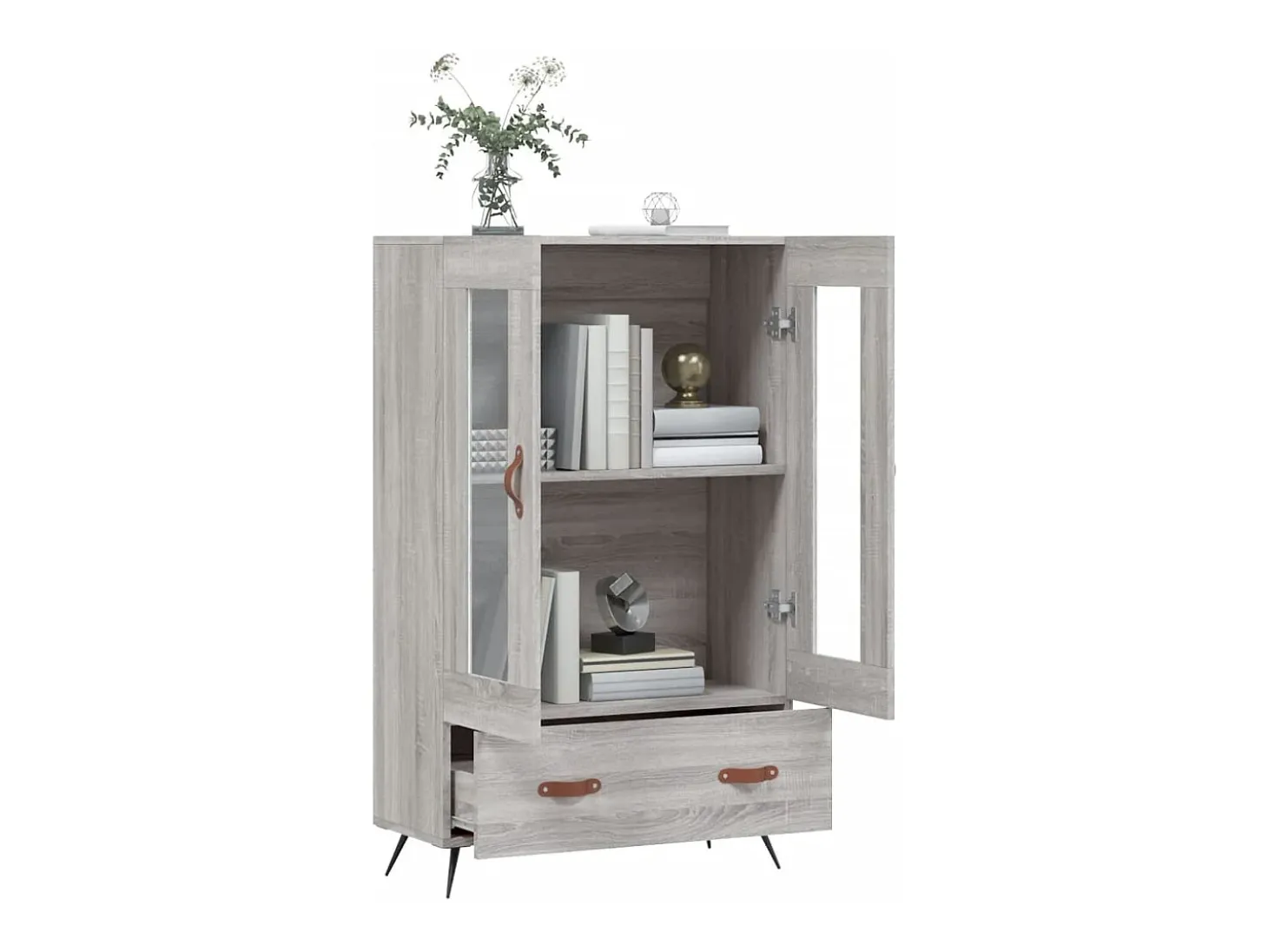 Aparador alto madera de ingeniería gris Sonoma 69,5x31x115 cm