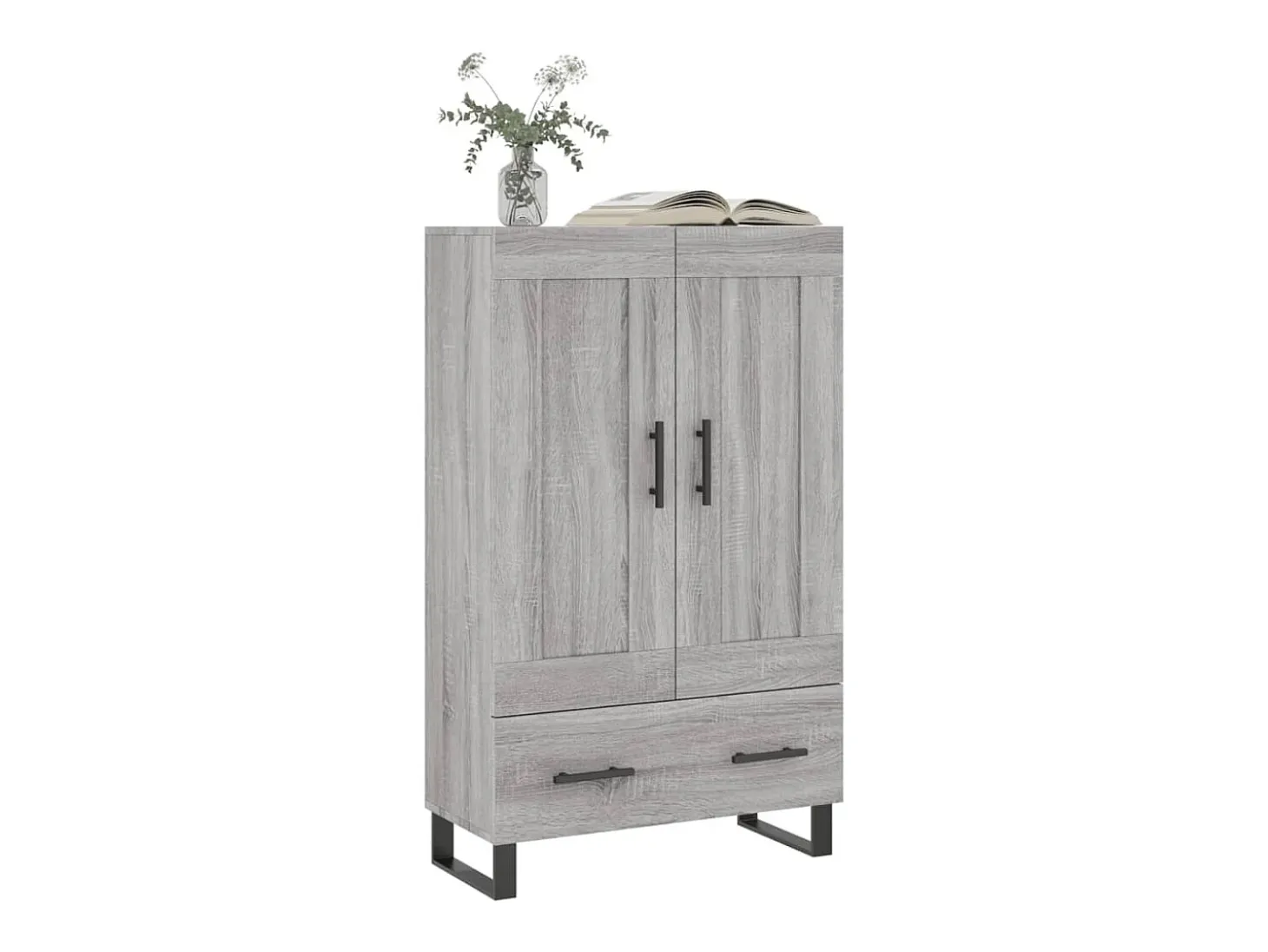 Aparador alto madera de ingeniería gris Sonoma 69,5x31x115 cm ES40228