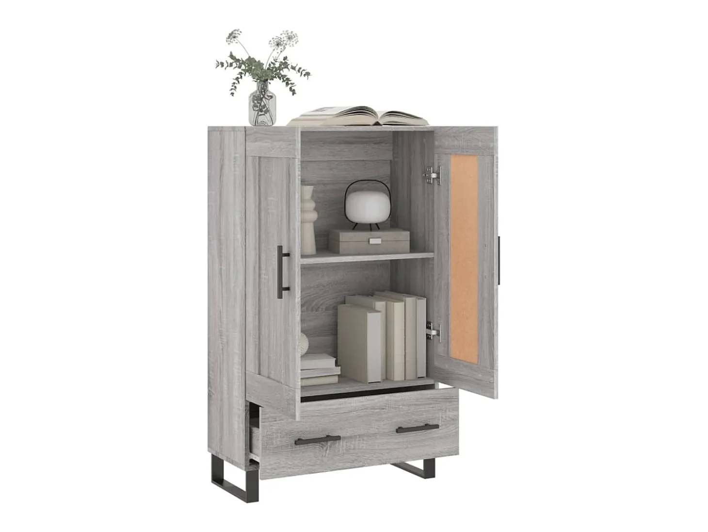 Aparador alto madera de ingeniería gris Sonoma 69,5x31x115 cm ES40228