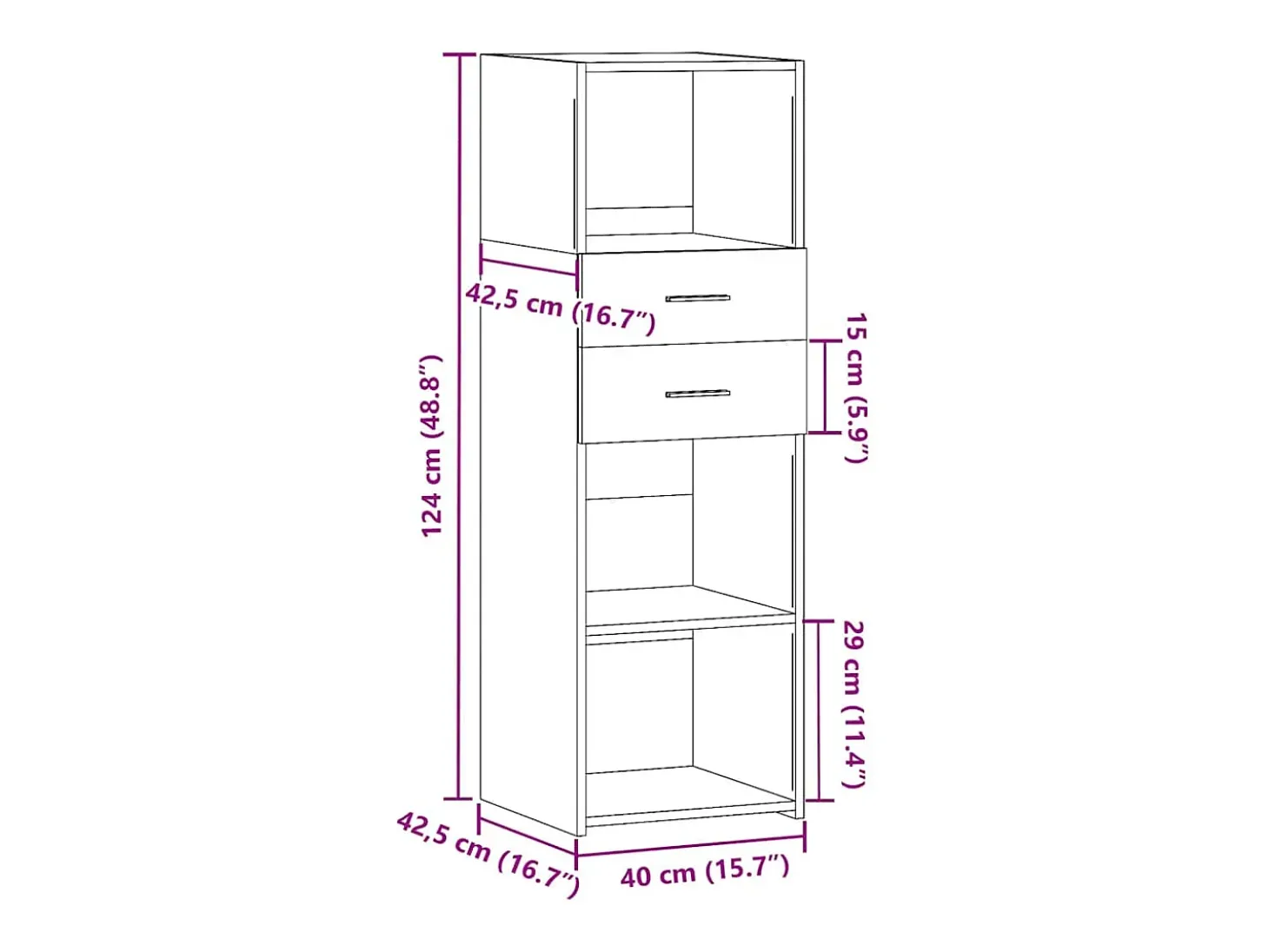 Aparador alto madera de ingeniería blanco 40x42,5x124 cm