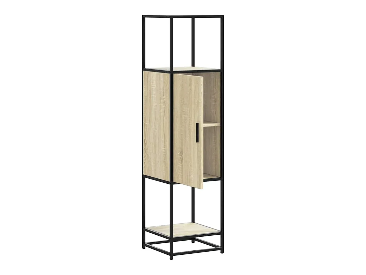 Aparador alto madera de ingeniería y metal 35,5x35x139 cm