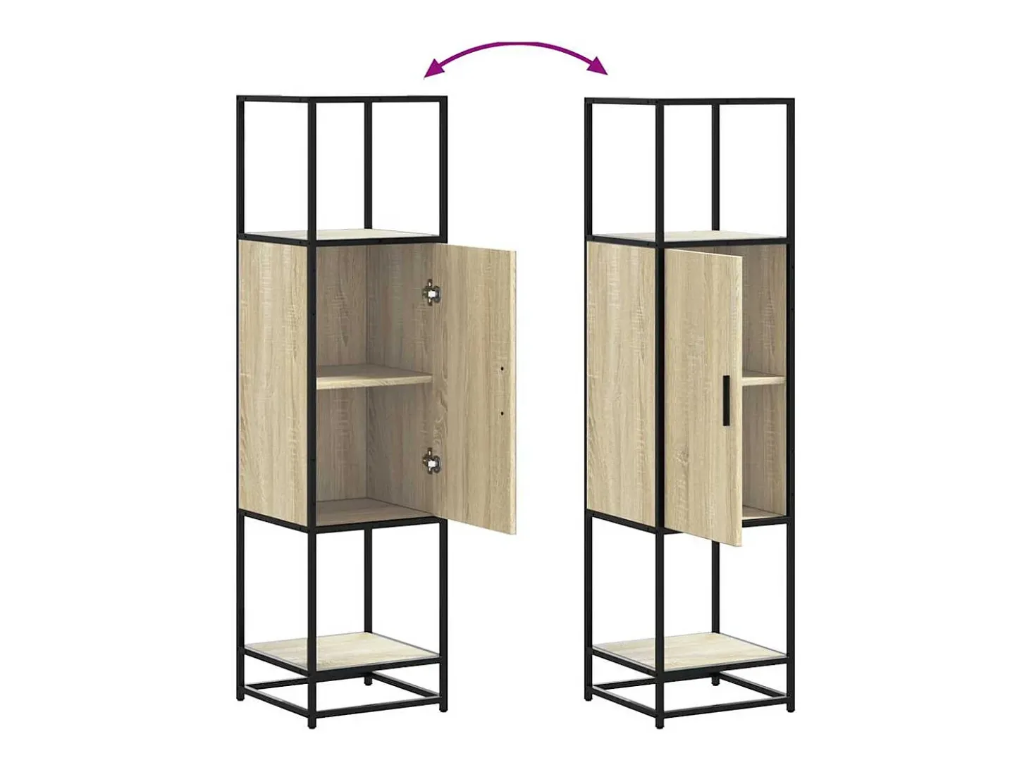 Aparador alto madera de ingeniería y metal 35,5x35x139 cm