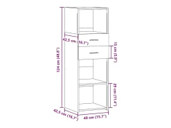 Aparador alto madera de ingeniería negro 40x42,5x124 cm