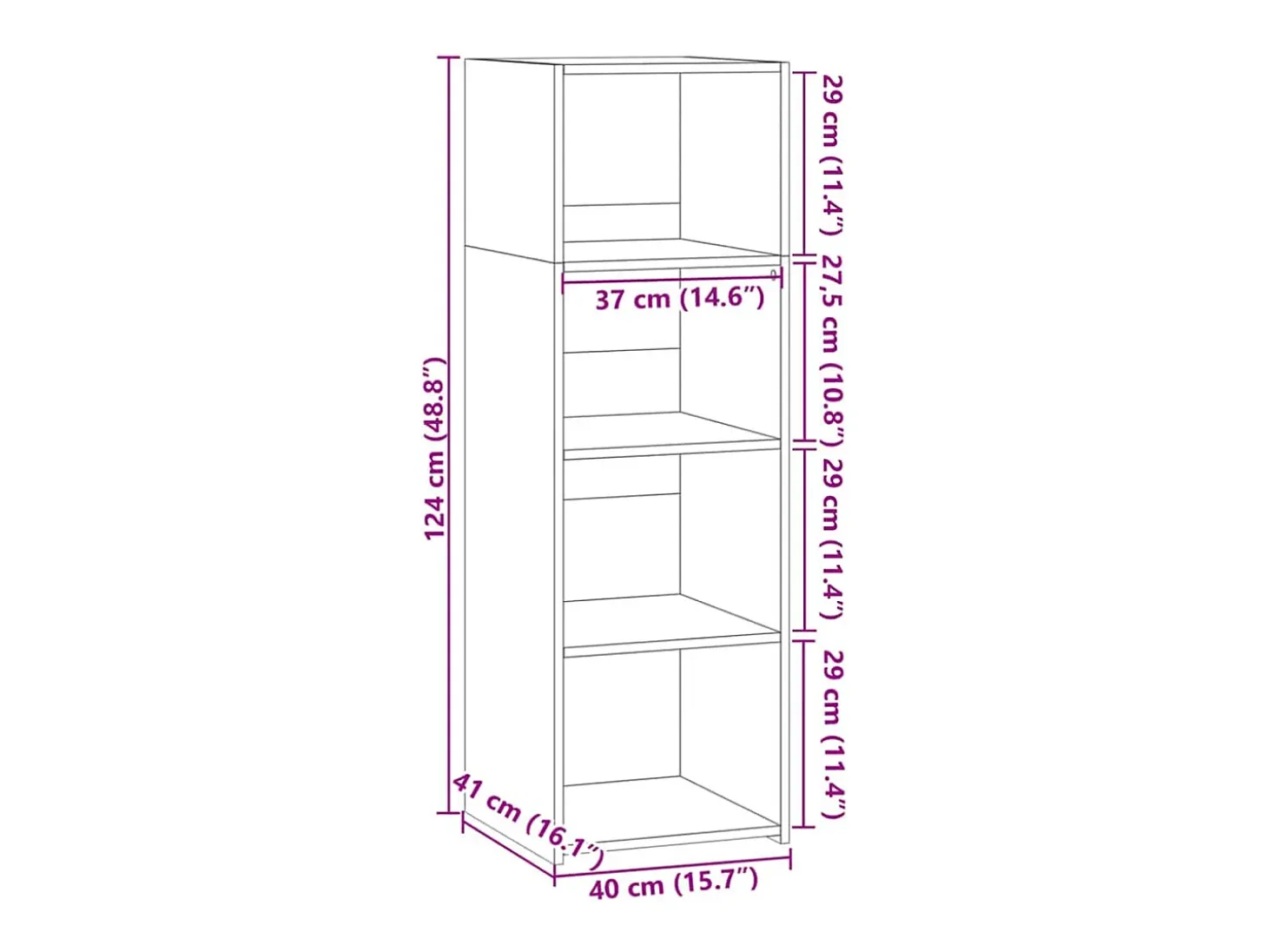 Aparador alto madera de ingeniería marrón roble 40x41x124 cm