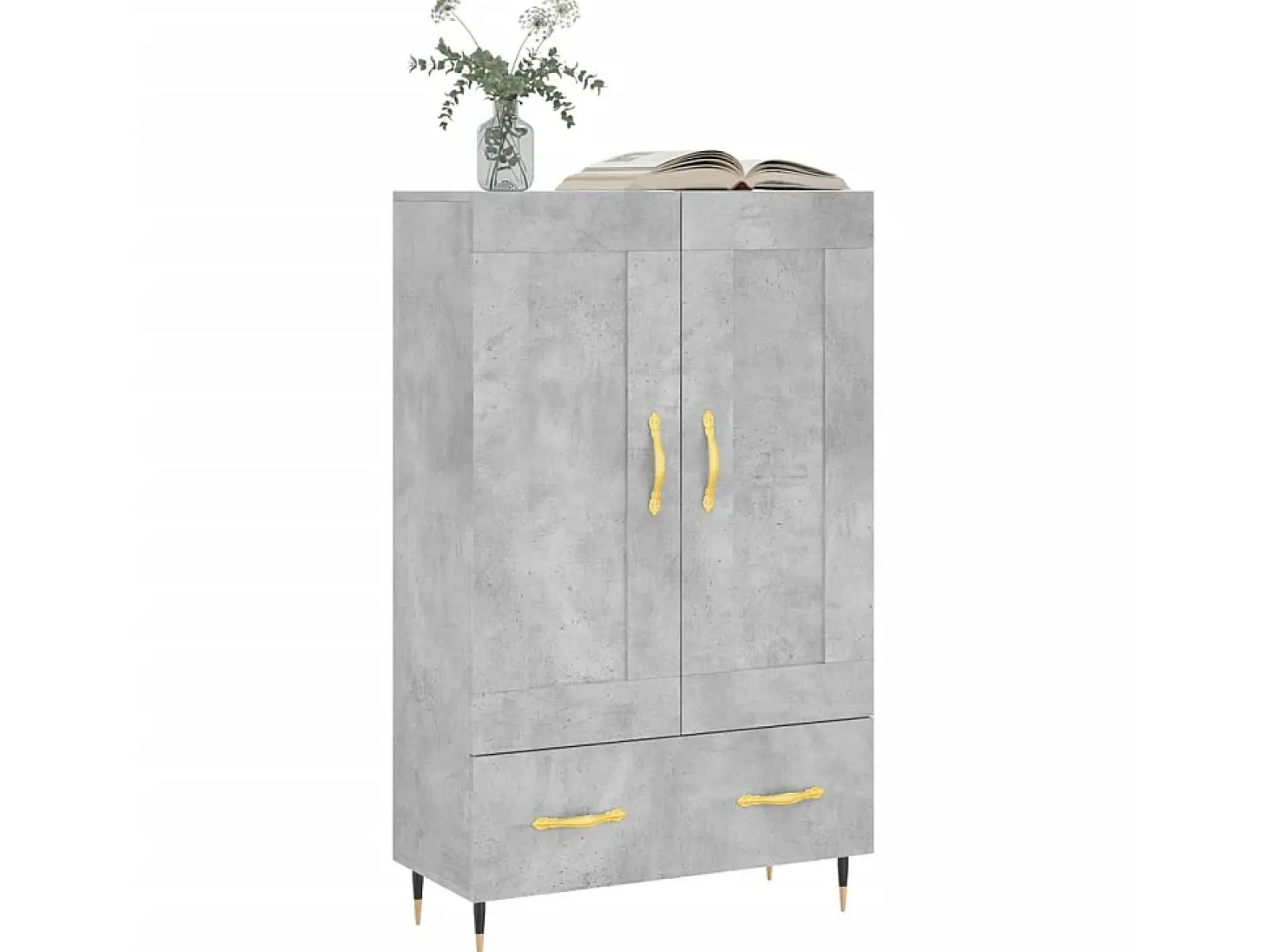 Aparador alto madera de ingeniería gris hormigón 69,5x31x115 cm ES11794