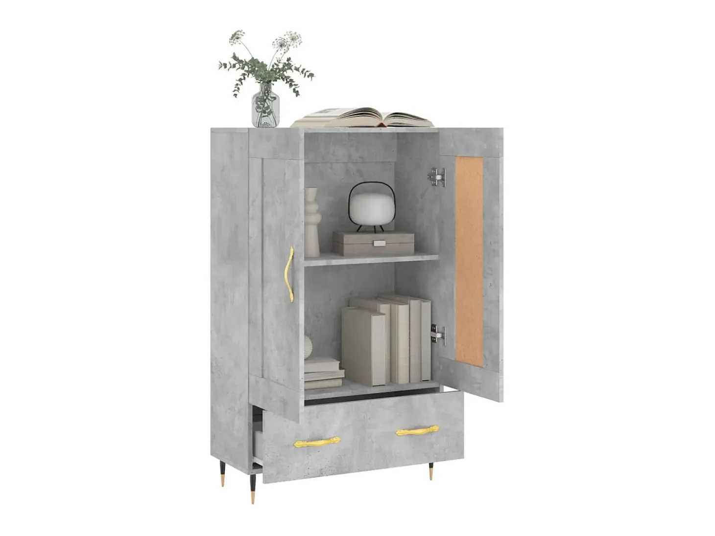 Aparador alto madera de ingeniería gris hormigón 69,5x31x115 cm ES11794