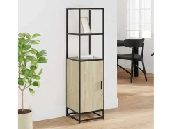 Aparador alto madera de ingeniería y metal 35,5x35x139 cm