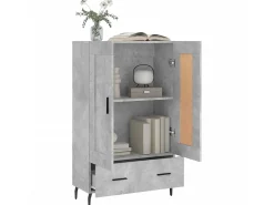 Aparador alto madera de ingeniería gris hormigón 69,5x31x115 cm ES19470