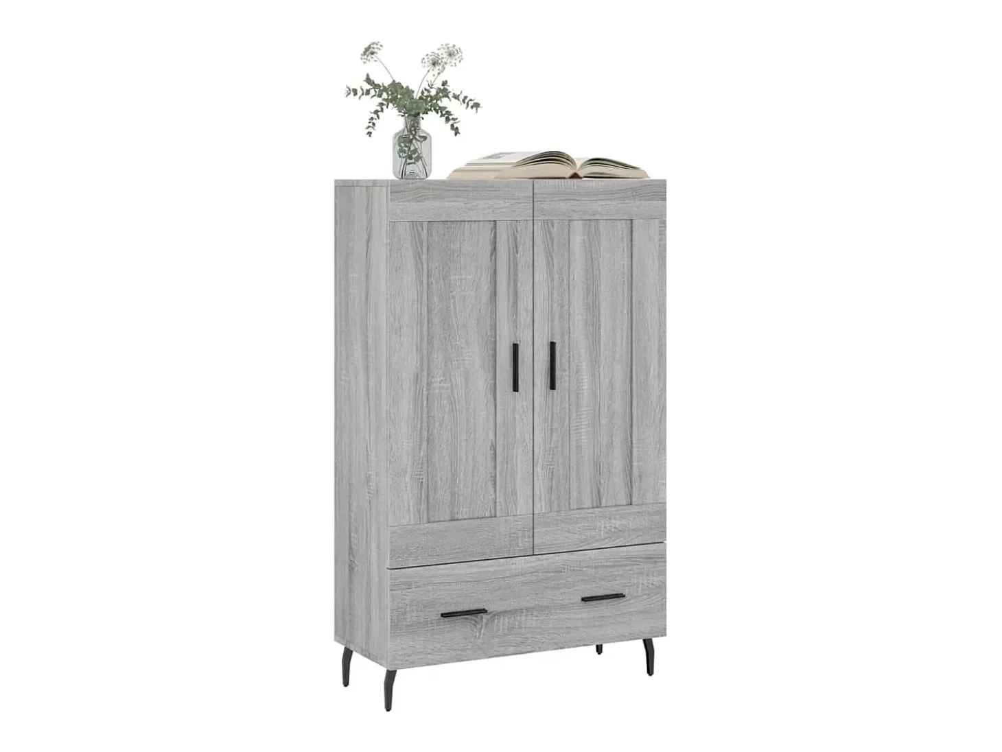 Aparador alto madera de ingeniería gris Sonoma 69,5x31x115 cm ES69983