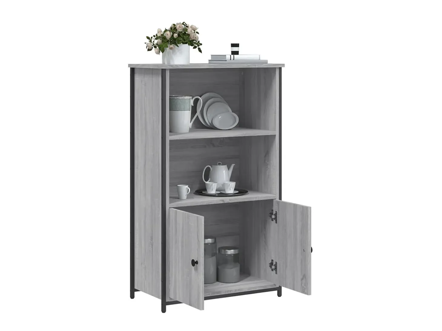 Aparador alto madera de ingeniería gris Sonoma 62x32x103,5 cm ES23230