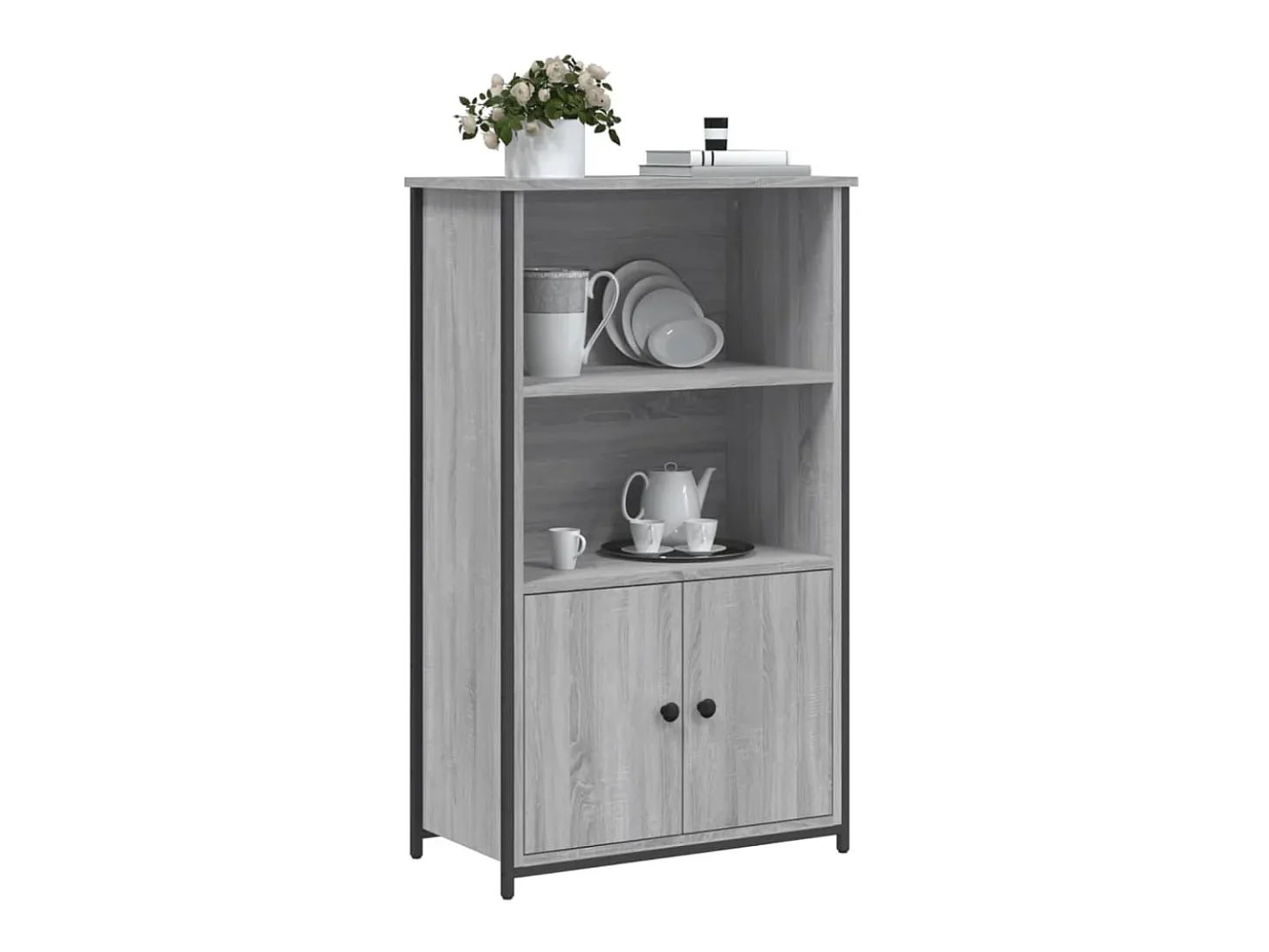 Aparador alto madera de ingeniería gris Sonoma 62x32x103,5 cm ES23230