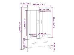 Aparador alto madera de ingeniería gris hormigón 69,5x31x115 cm