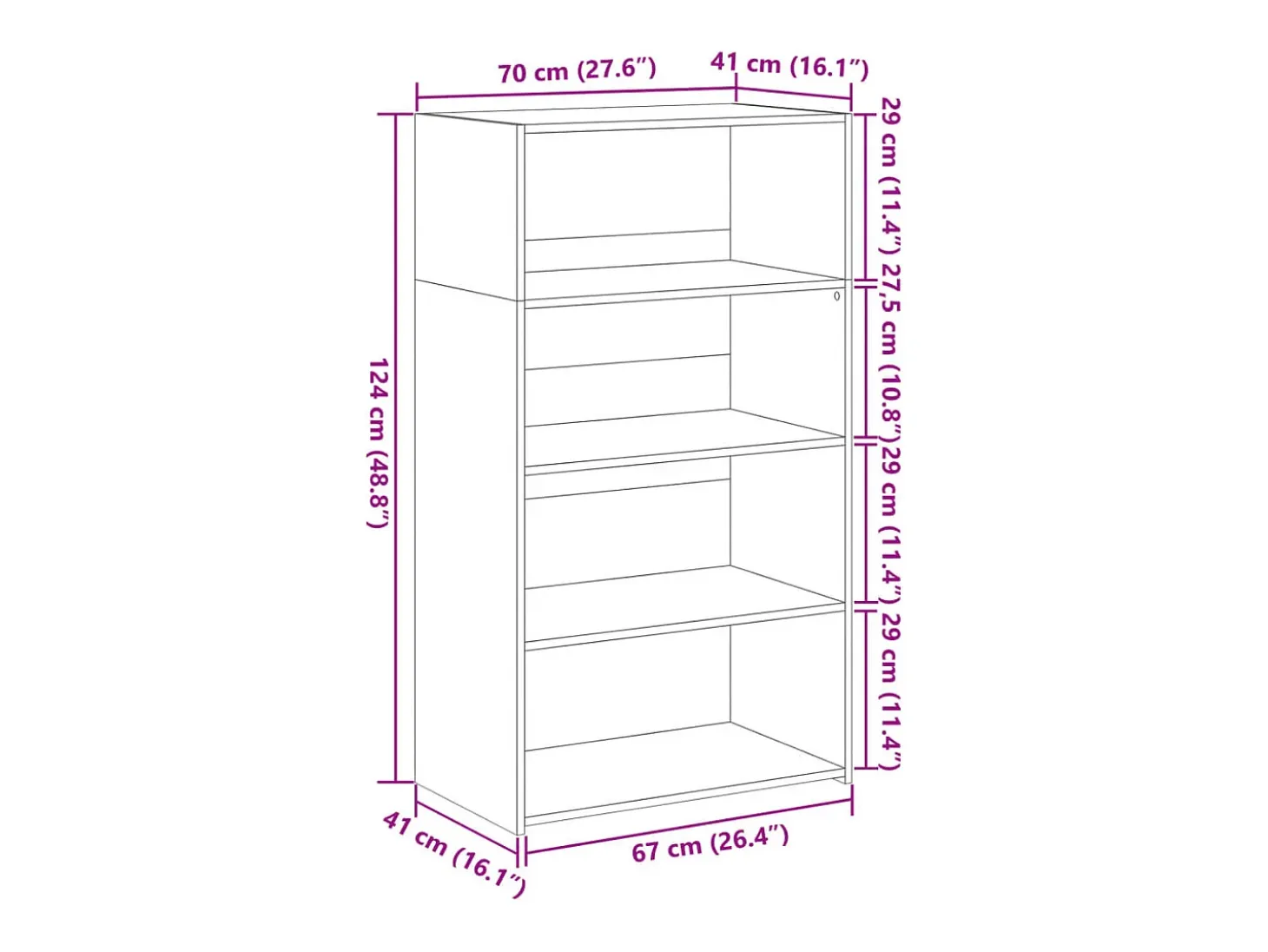 Aparador alto madera de ingeniería roble Sonoma 70x41x124 cm