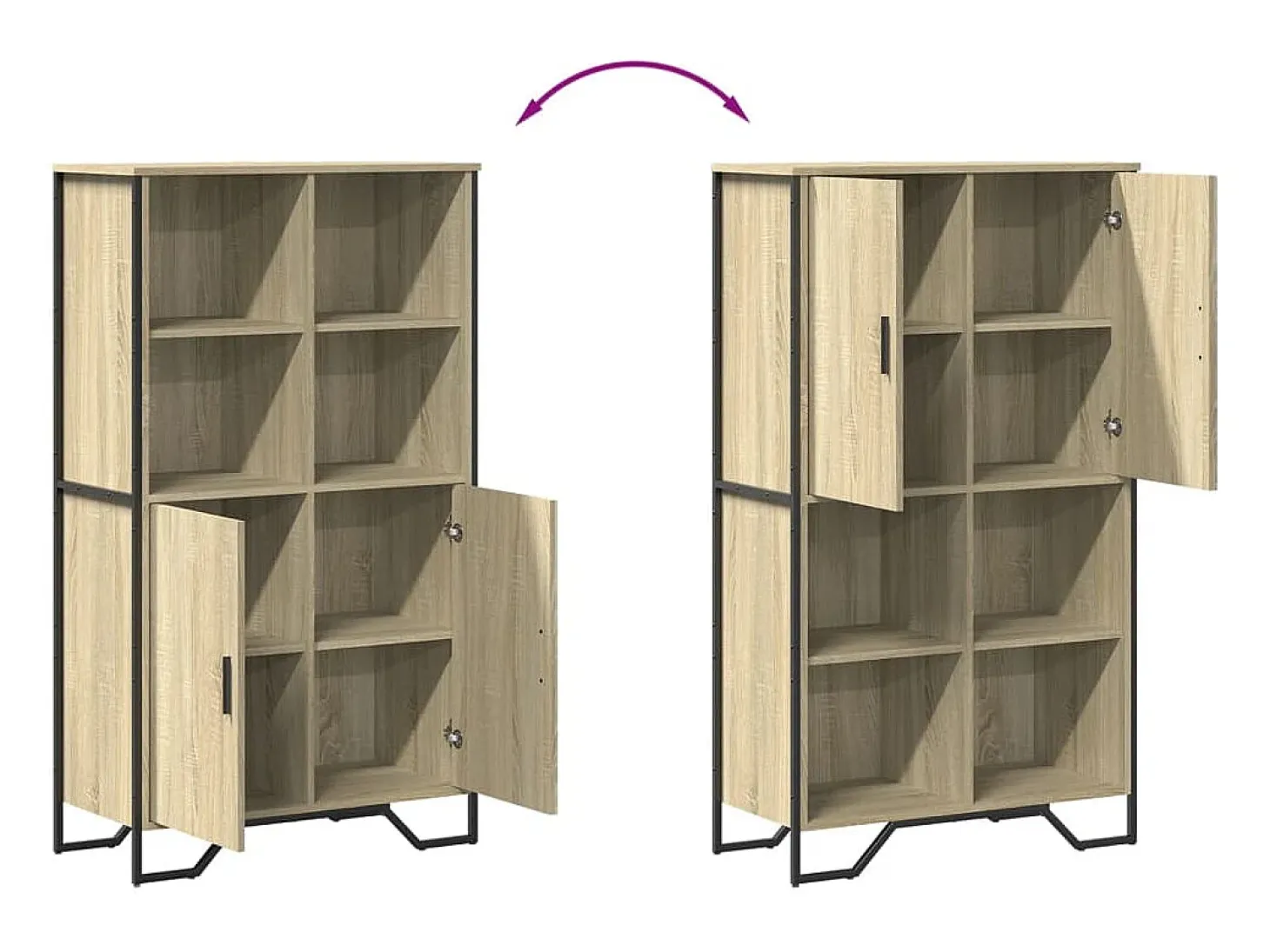 Aparador alto madera ingeniería roble Sonoma 79,5x35,5x137,5 cm