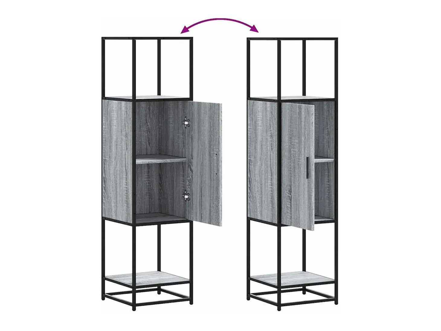 Aparador alto madera ingeniería metal gris sonoma 35,5x35x13 cm