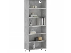 Aparador alto madera ingeniería gris hormigón 69,5x32,5x180 cm ES69883