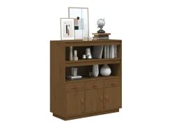 Aparador alto madera maciza de pino marrón miel 100x40x108,5 cm ES30294