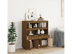 Aparador alto madera maciza de pino marrón miel 100x40x108,5 cm ES30294