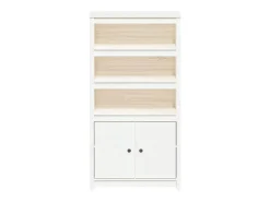 Aparador alto madera maciza de pino blanco 80x35x154 cm ES43021