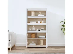 Aparador alto madera maciza de pino blanco 80x35x154 cm ES43021