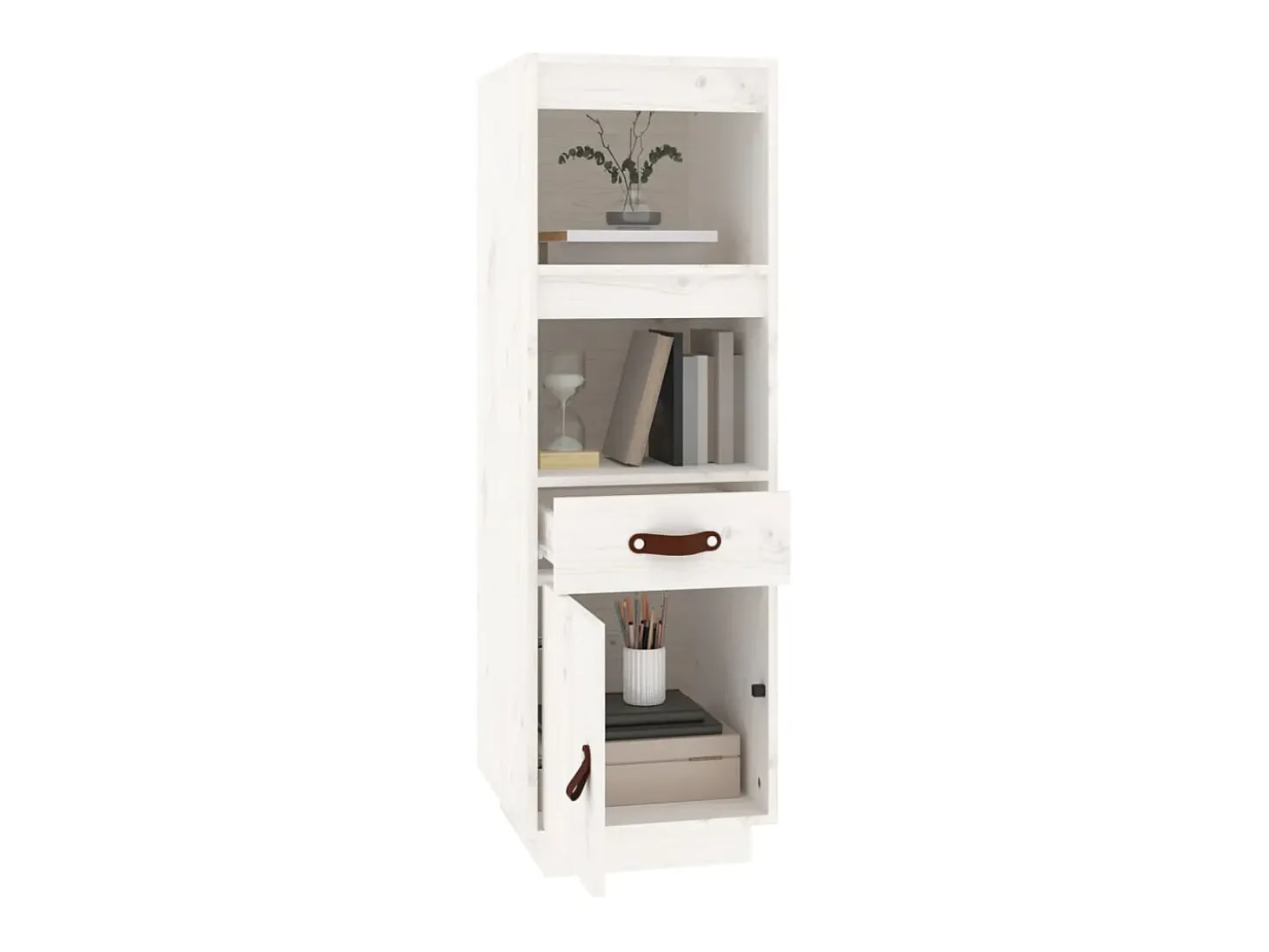 Aparador alto madera maciza de pino blanco 34x40x108,5 cm ES25644