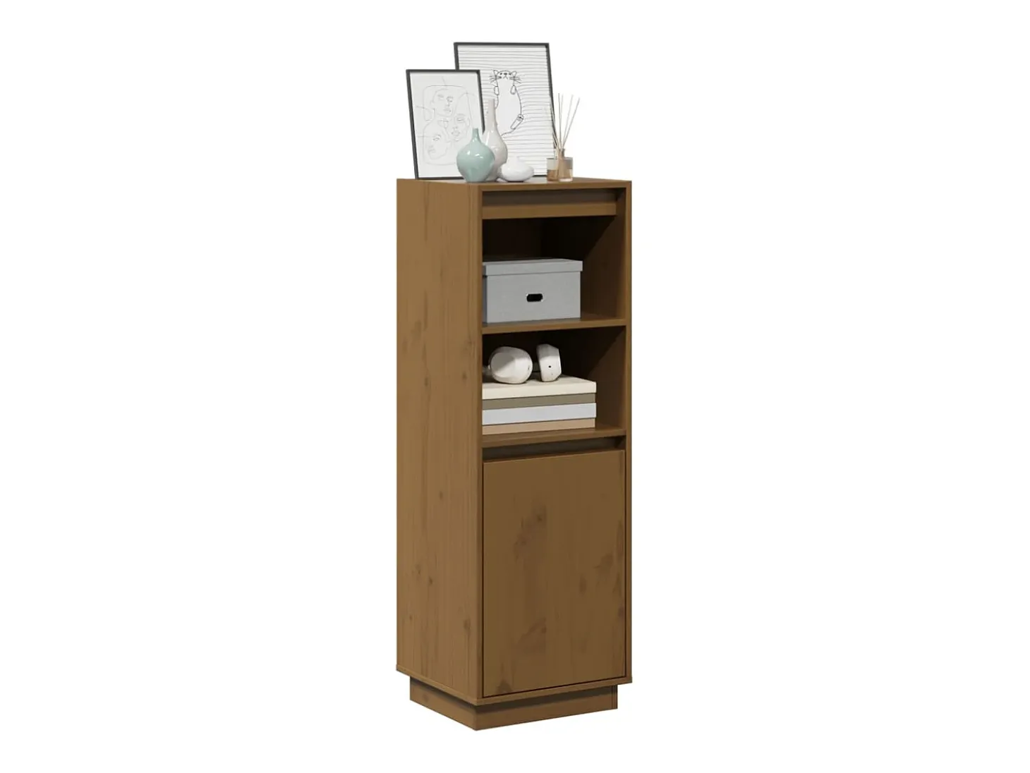 Aparador alto Marrón miel 37x34x110 cm Madera maciza de pino