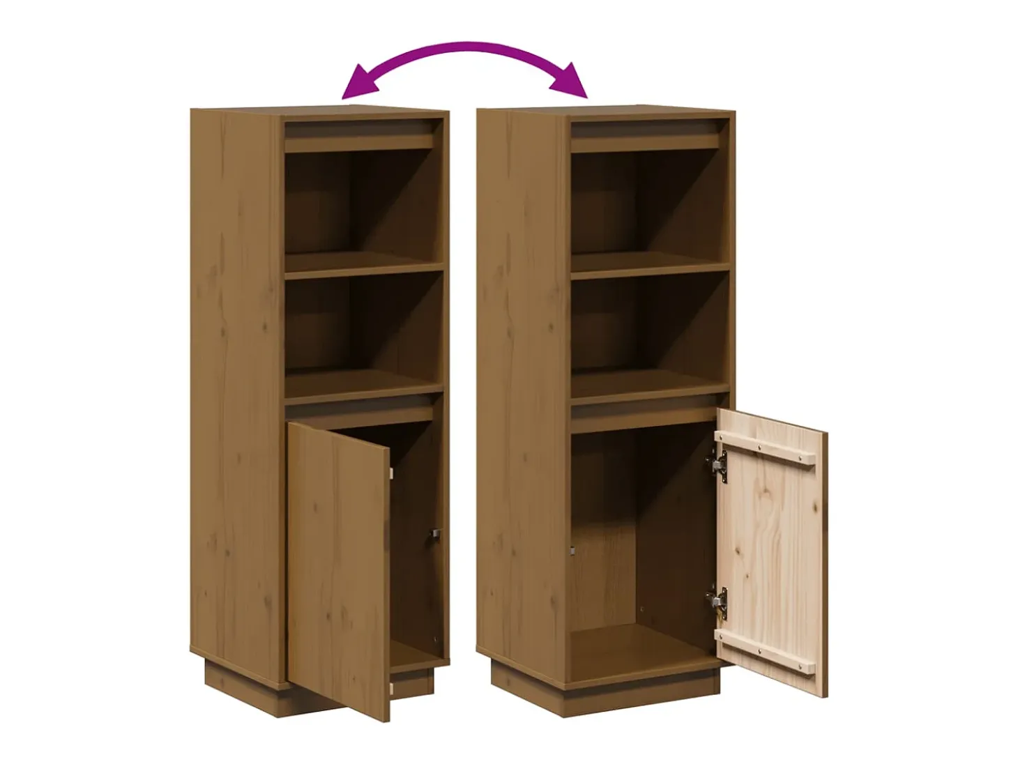 Aparador alto Marrón miel 37x34x110 cm Madera maciza de pino