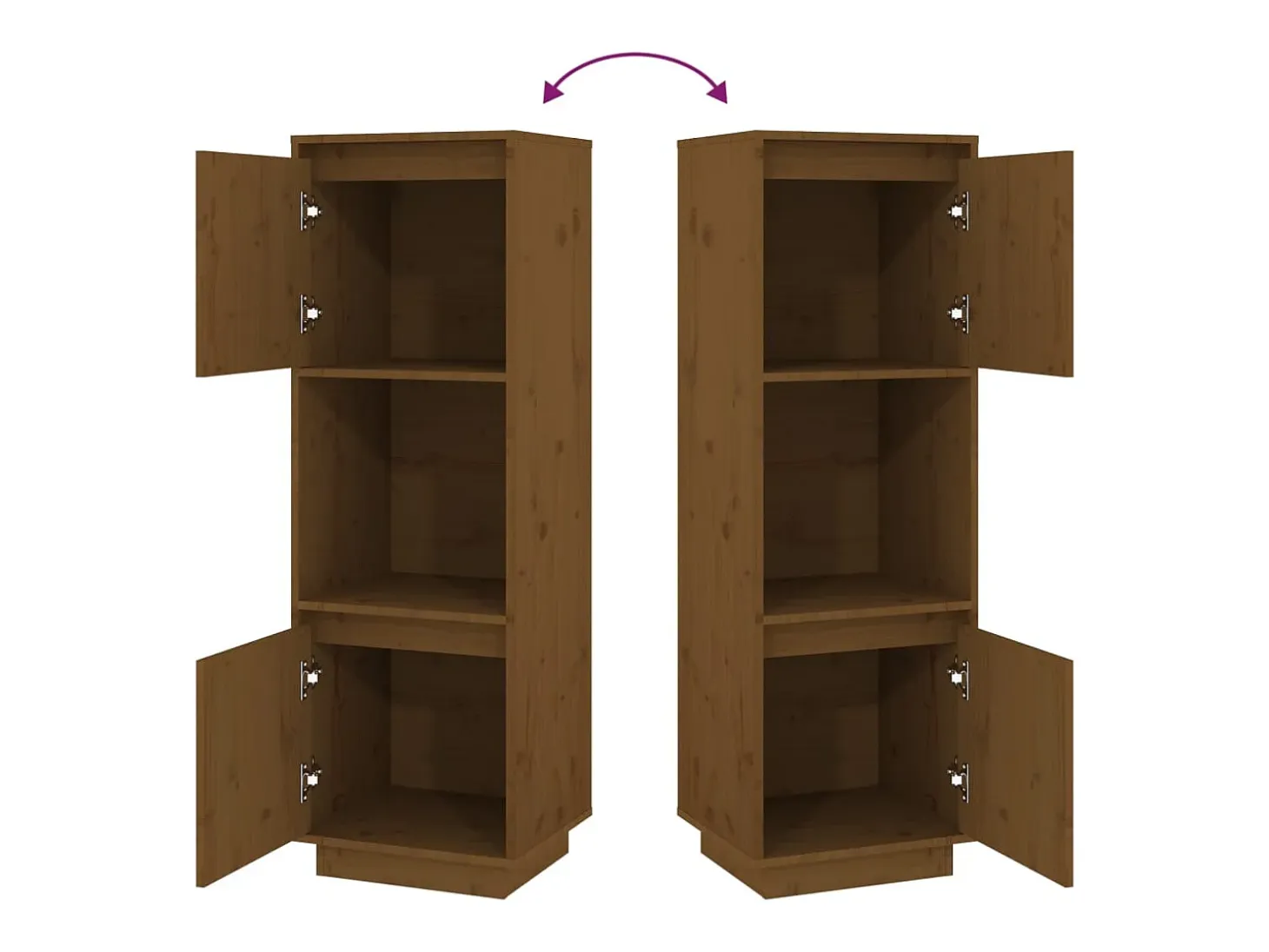 Aparador alto Marrón miel 38x35x117 cm Madera maciza de pino
