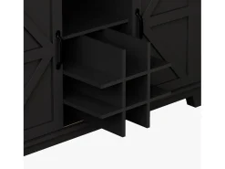 Aparador alto negro - Aparador con 3 cajones y 4 puertas - Iluminación LED y almacenaje abierto - para cocina y salón