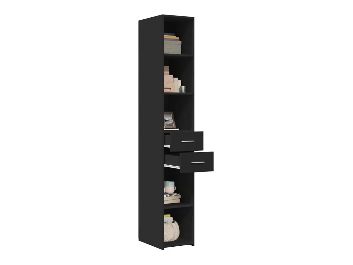 Aparador alto negro 30x42,5x185 cm madera contrachapada