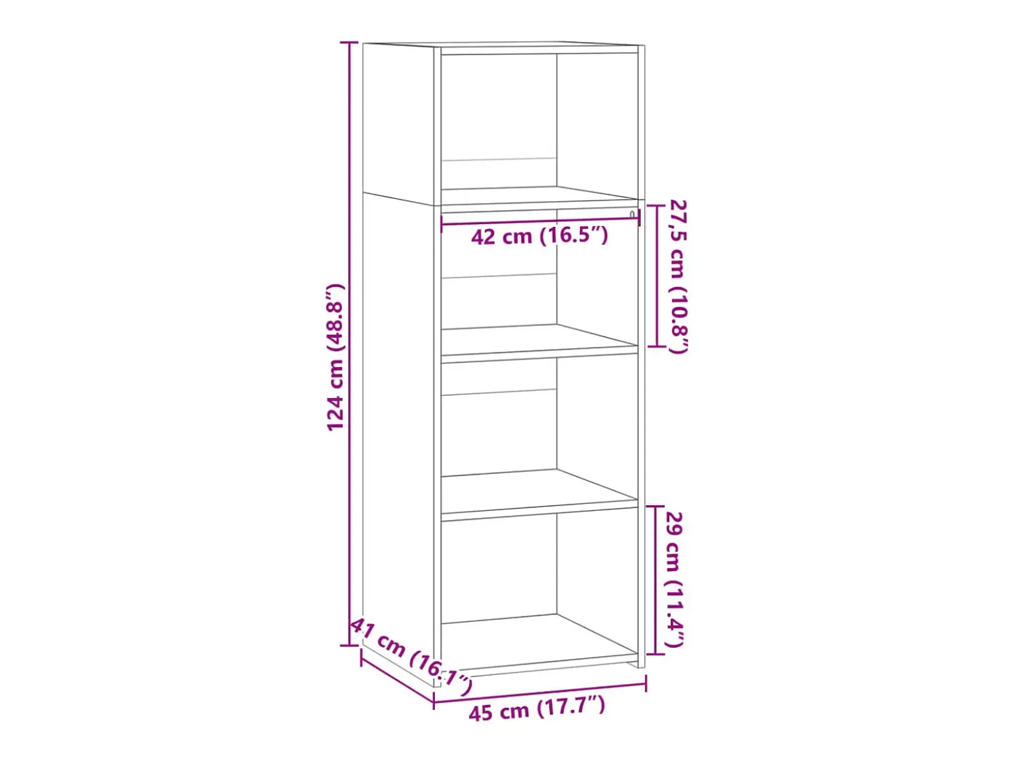 Aparador alto negro 45x41x124 cm madera contrachapada