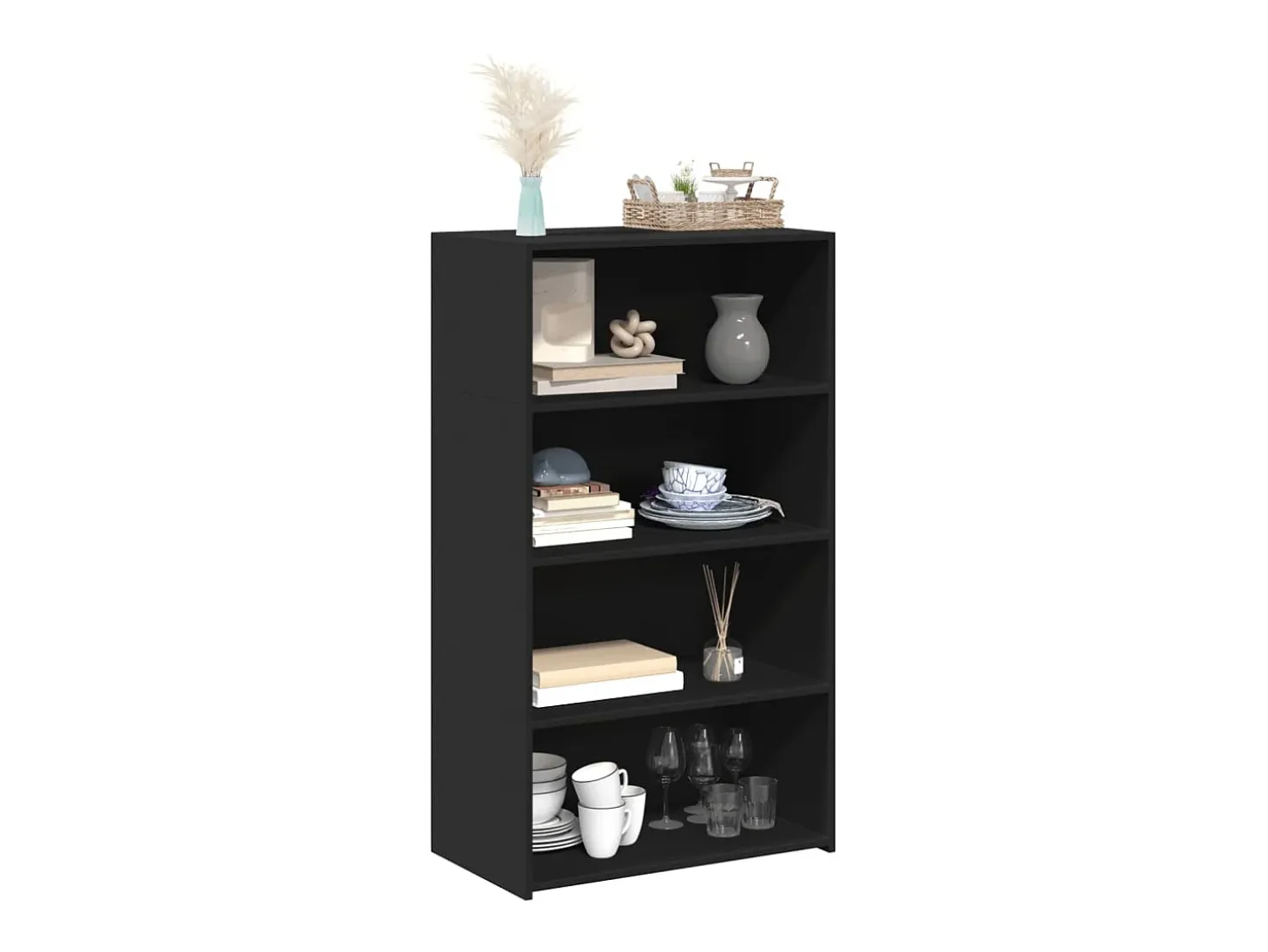 Aparador alto negro 70x41x124 cm madera contrachapada