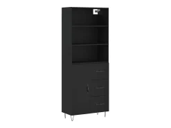 Aparador alto negro 69,5x34x180 cm Madera contrachapada