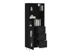 Aparador alto negro 69,5x34x180 cm Madera contrachapada