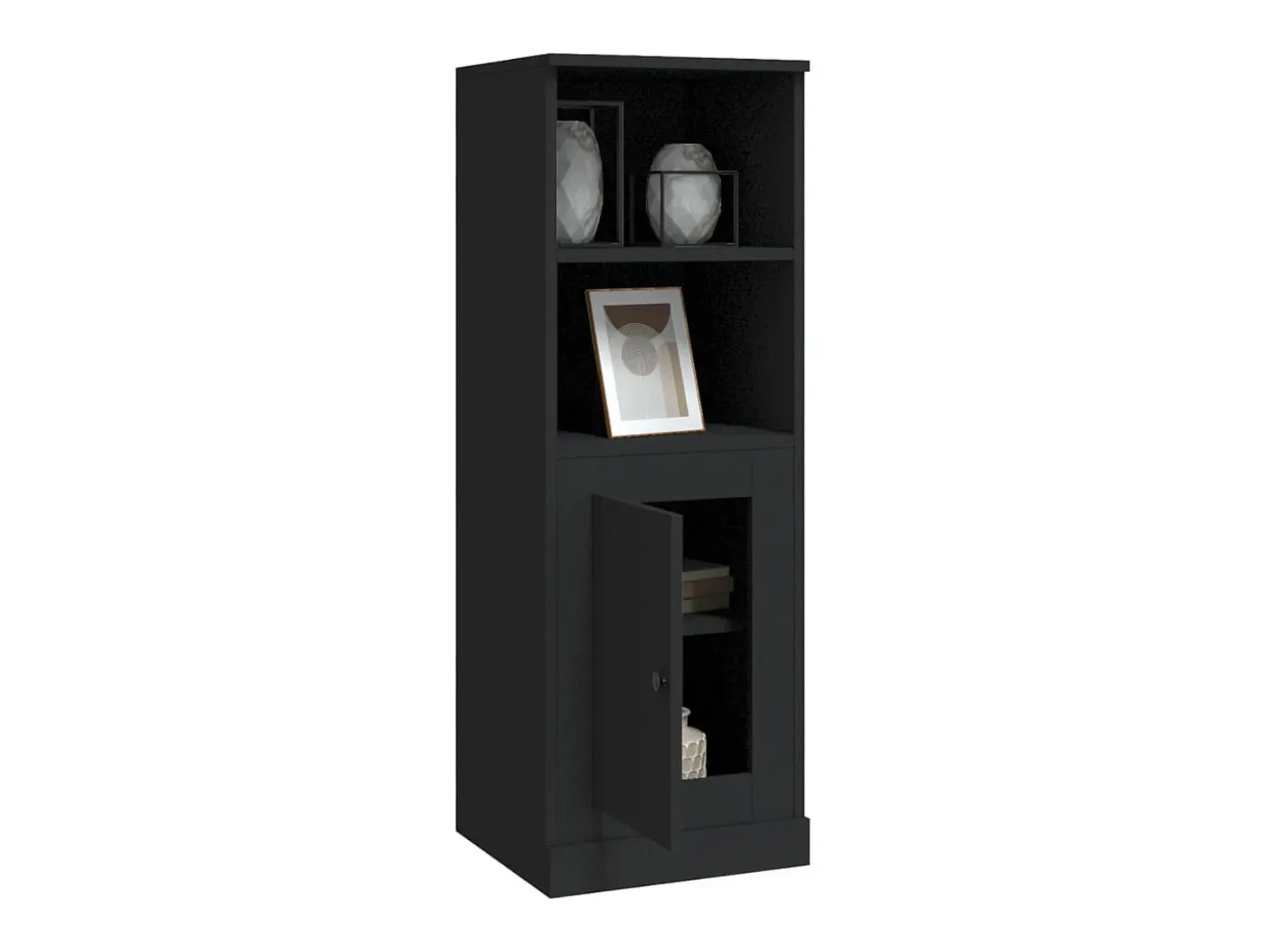 Aparador alto negro 36x35,5x103,5 cm madera de ingeniería