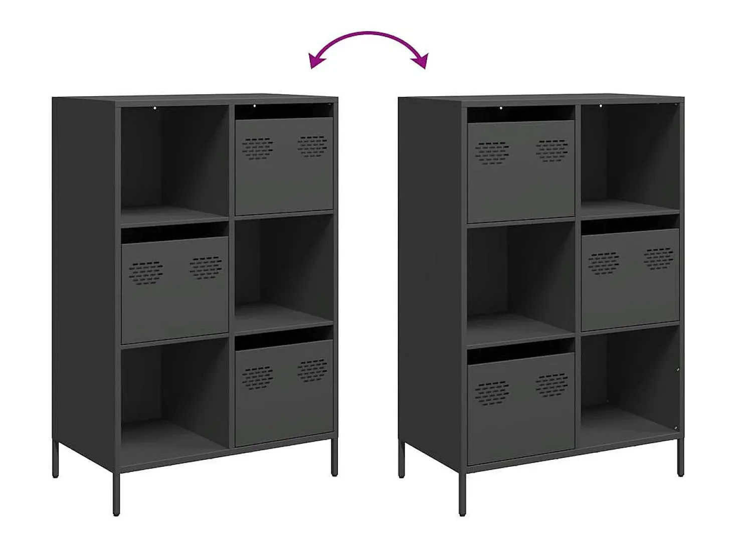 Aparador alto negro 68x39x103,5 cm acero