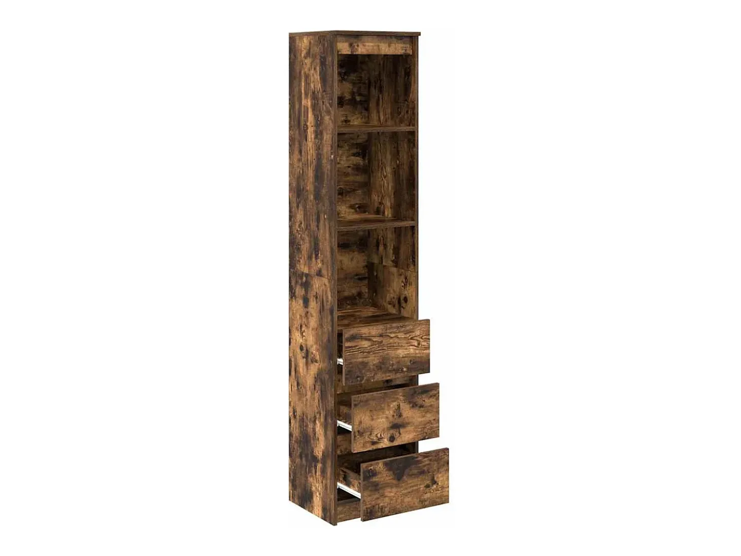 Aparador alto roble ahumado 37,5x35x180 cm madera de ingeniería