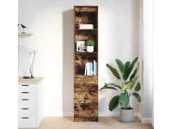 Aparador alto roble ahumado 37,5x35x180 cm madera de ingeniería