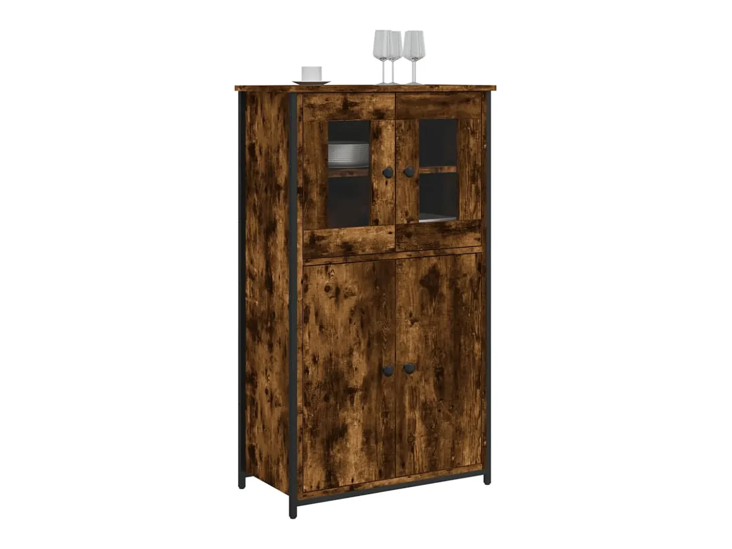 Aparador alto roble ahumado 62x32x106,5 cm madera de ingeniería