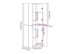 Aparador alto roble ahumado 70x42,5x185 cm madera de ingeniería