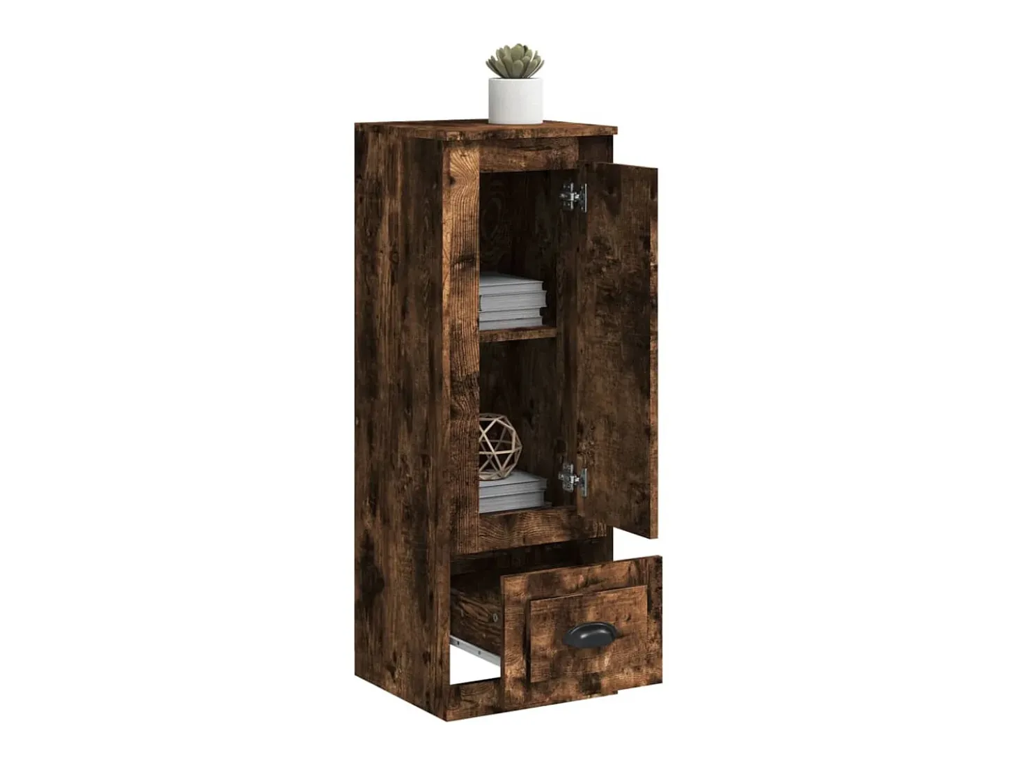 Aparador alto roble ahumado 36x35,5x103,5 cm madera de ingeniería