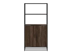 Aparador alto roble marrón 68x35x139 cm madera contrachapada metal