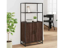 Aparador alto roble marrón 68x35x139 cm madera contrachapada metal